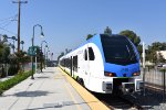 Arrow train at Redlands-University Station shortly after having arrived from San Bernardino 